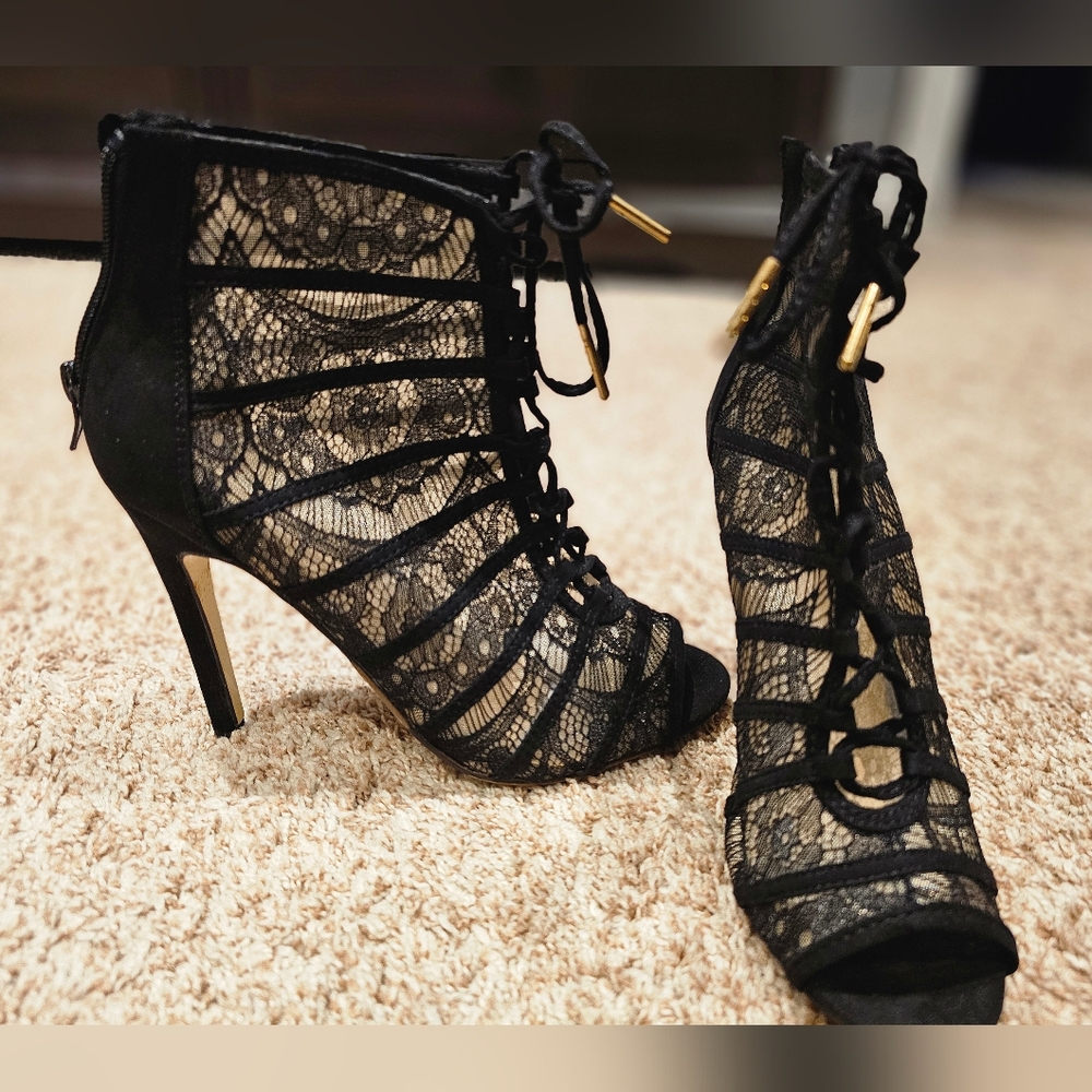 Elegant Black Lace Stiletto Heels